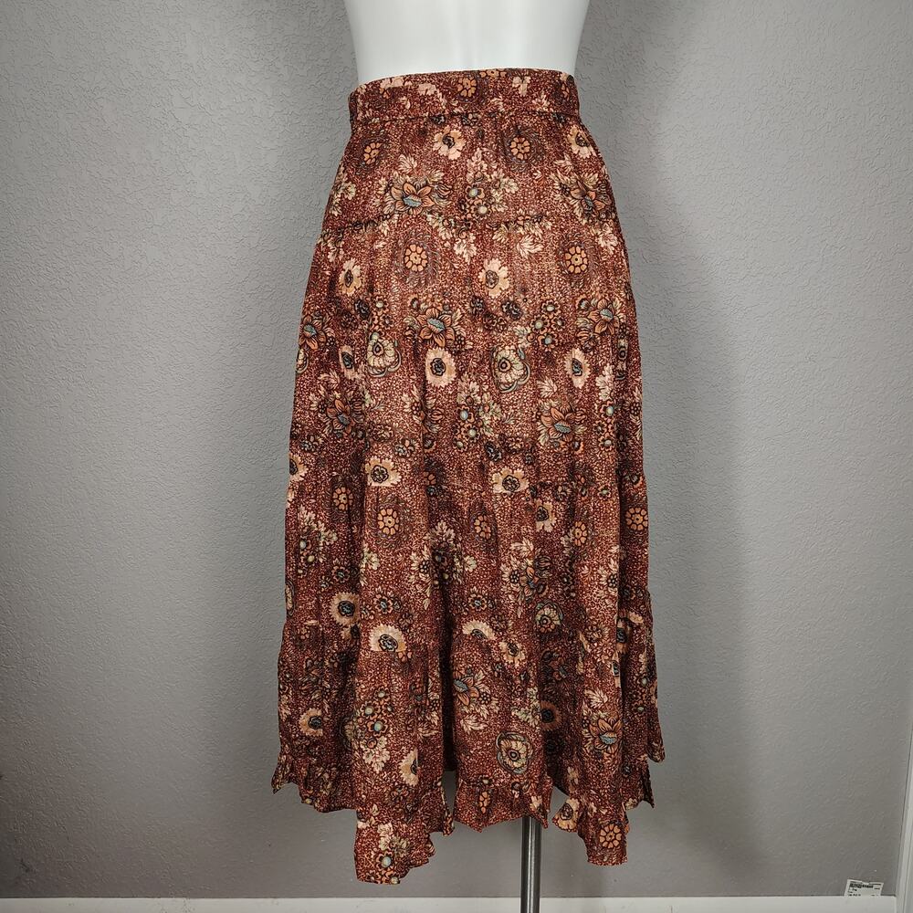 Ulla Johnson Midi Skirt Verity Tiered Floral Print Cotton Rosebud Peasant Size 2 - Picture 4 of 13